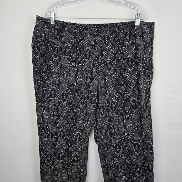 Isaac Mizrahi Live Pull On Pants Women's 24WT Black Gray Pattern Stretch - Picture 3 of 16